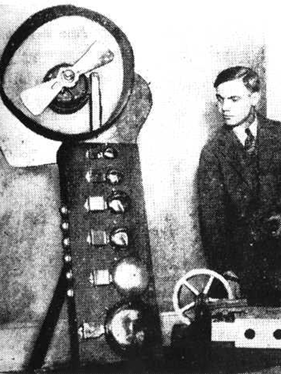 George Antheil with one of the instruments he invented for the <cite>Ballet Mécanique</cite>.