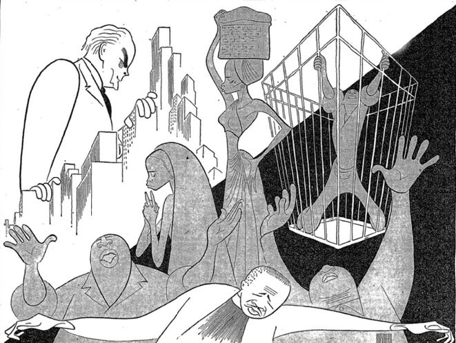 Al Hirschfeld's cartoon of <cite>Lost in the Stars</cite>.