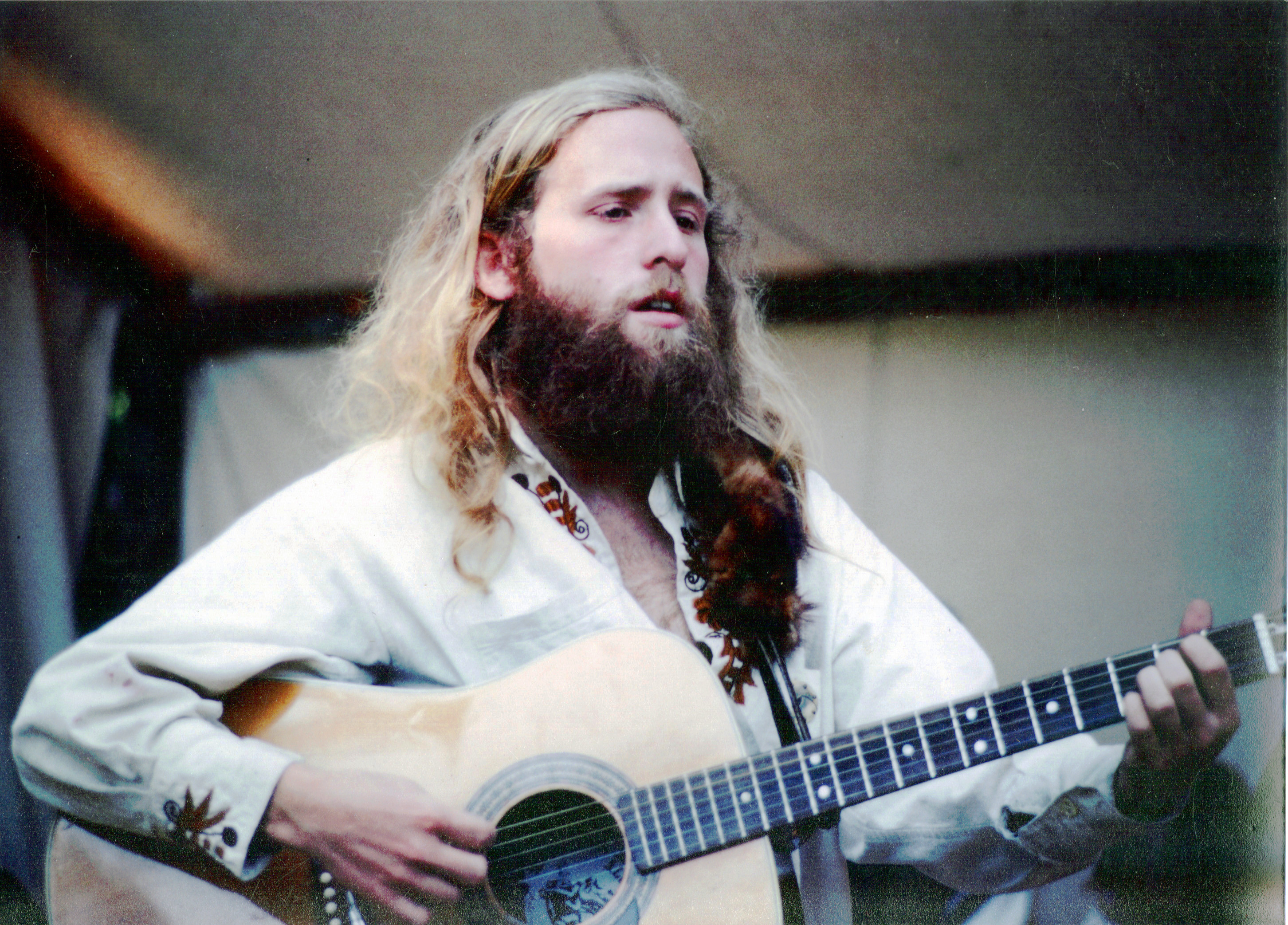 Joe Mabel performing at Camlann Medieval Faire, c. 1985.
