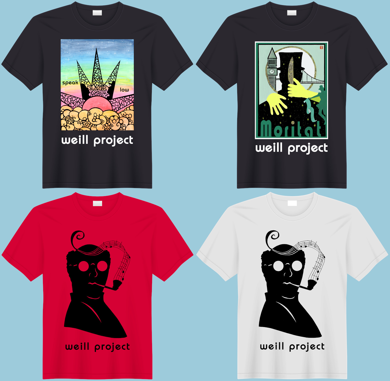 Picture of four different T-shirt designs