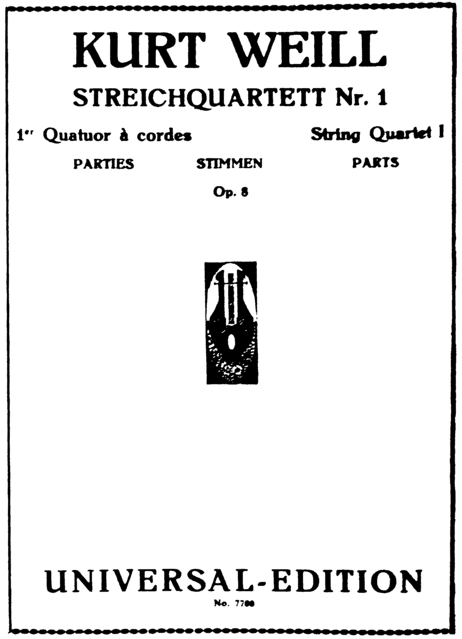Cover page of Weill String Quartet, No. 1